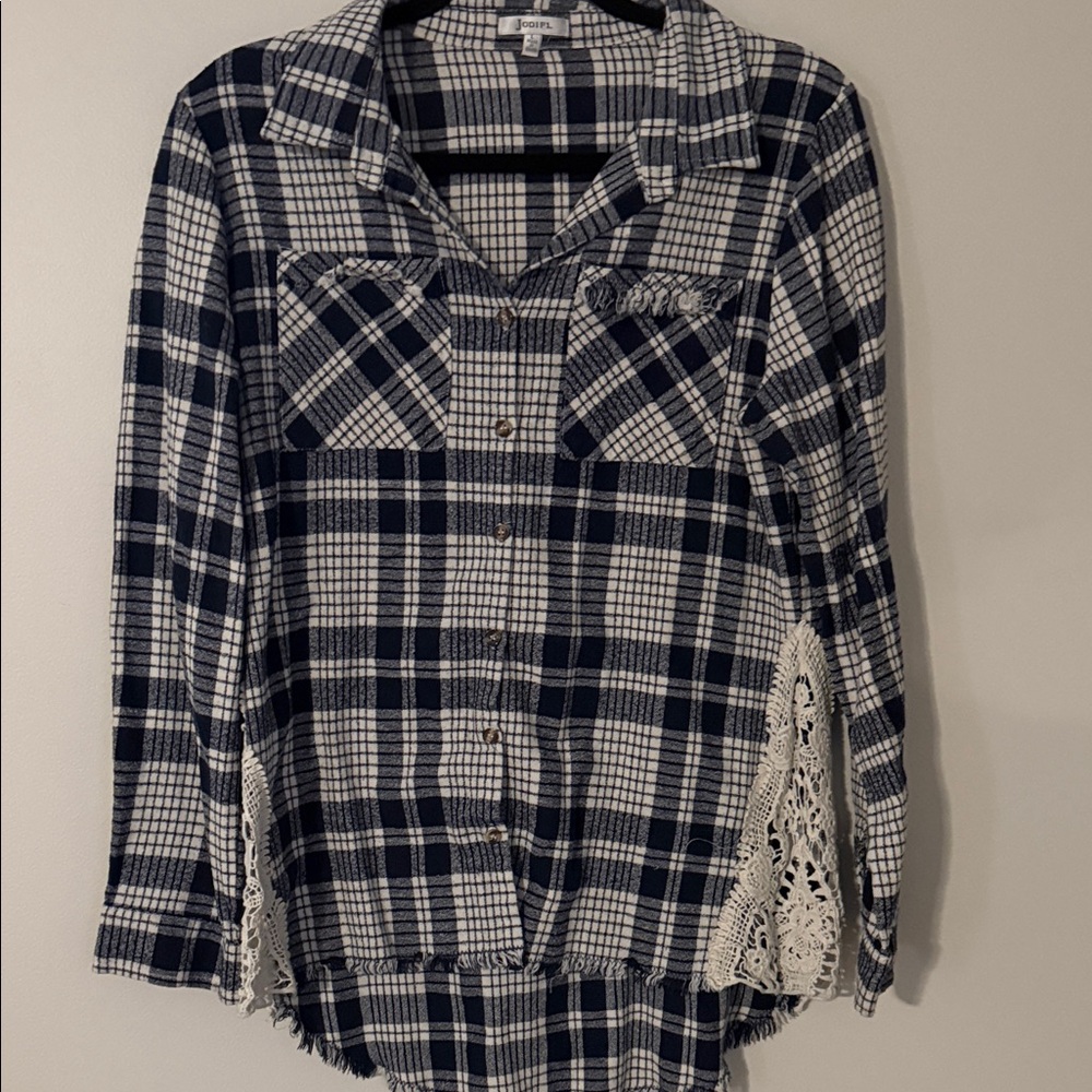 Plaid Button-Up Women’s Top